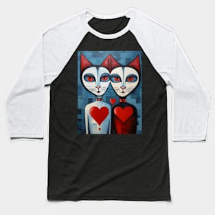 Whimsical Valentines Day Cats Baseball T-Shirt